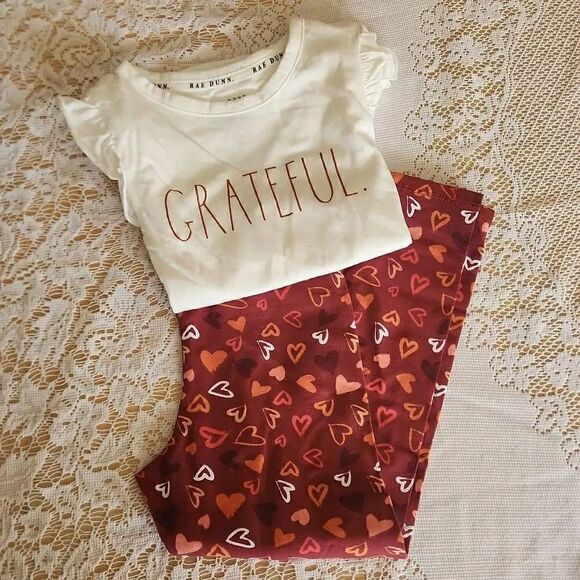 Rae Dunn Girls pajamas size 4 GRATEFUL - Picture 4 of 4